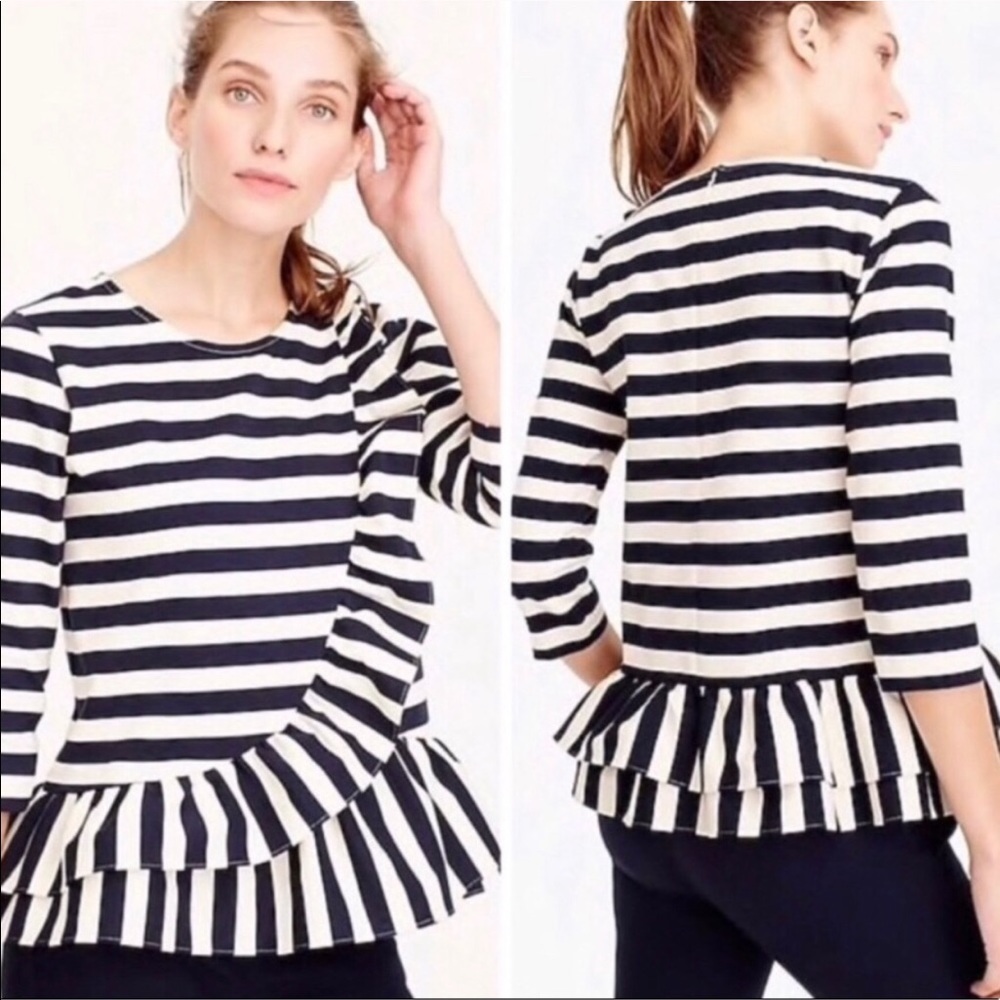 J. Crew Navy and White Striped Top